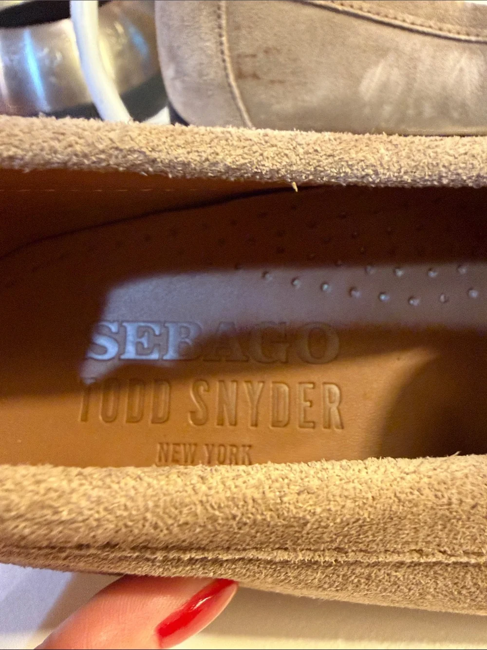 Todd Snyder Sebago grey suede loafers Sz 10.  New/Flawed SEE PICTURES. Tub7